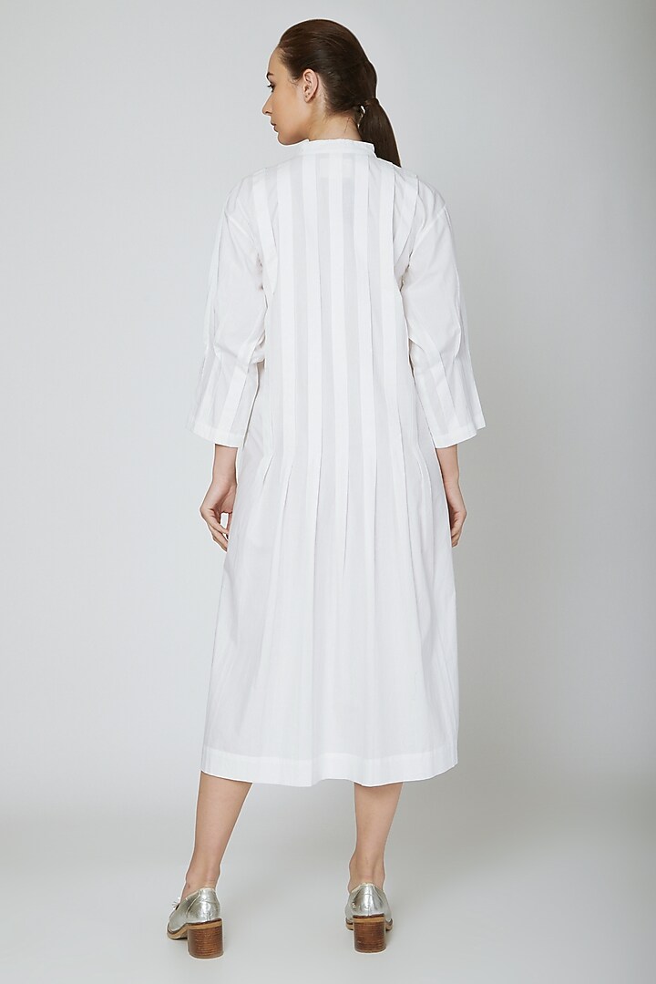 White Box Pleated Summer Shirt Dress by Ritesh Kumar at Pernia's Pop Up Shop