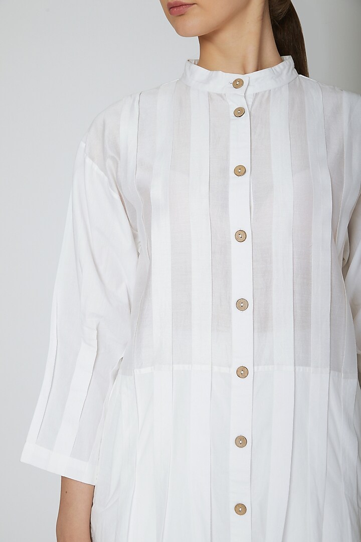 White Box Pleated Summer Shirt Dress by Ritesh Kumar at Pernia's Pop Up Shop