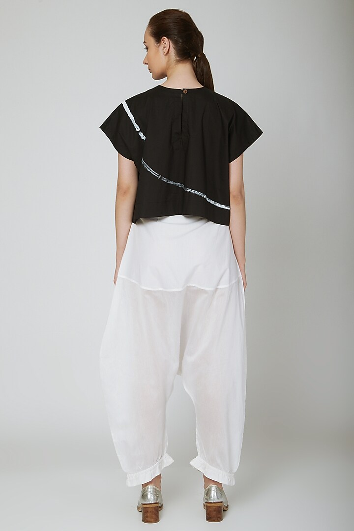 White Cotton Saraoule Pants by Ritesh Kumar at Pernia's Pop Up Shop