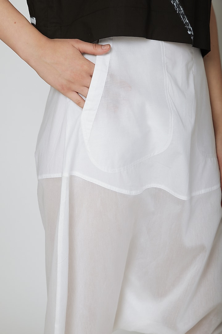 White Cotton Saraoule Pants by Ritesh Kumar at Pernia's Pop Up Shop