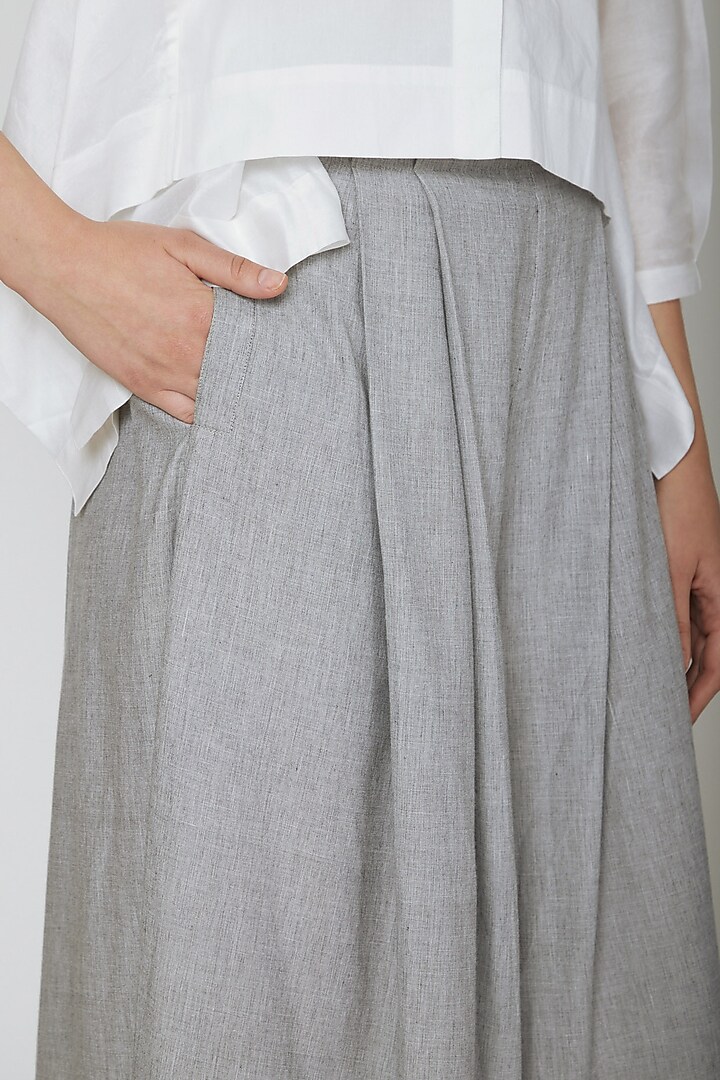 Grey Pleated Wide Leg Pants by Ritesh Kumar at Pernia's Pop Up Shop