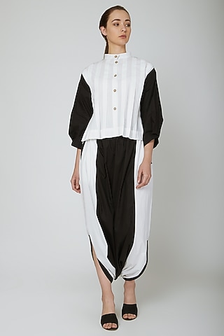 White Draped Harem Pants by Ritesh Kumar
