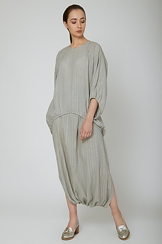 Grey Draped Harem Pants by Ritesh Kumar