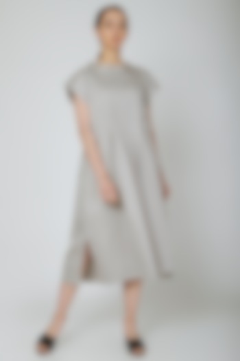 Grey Pleated Midi Dress by Ritesh Kumar