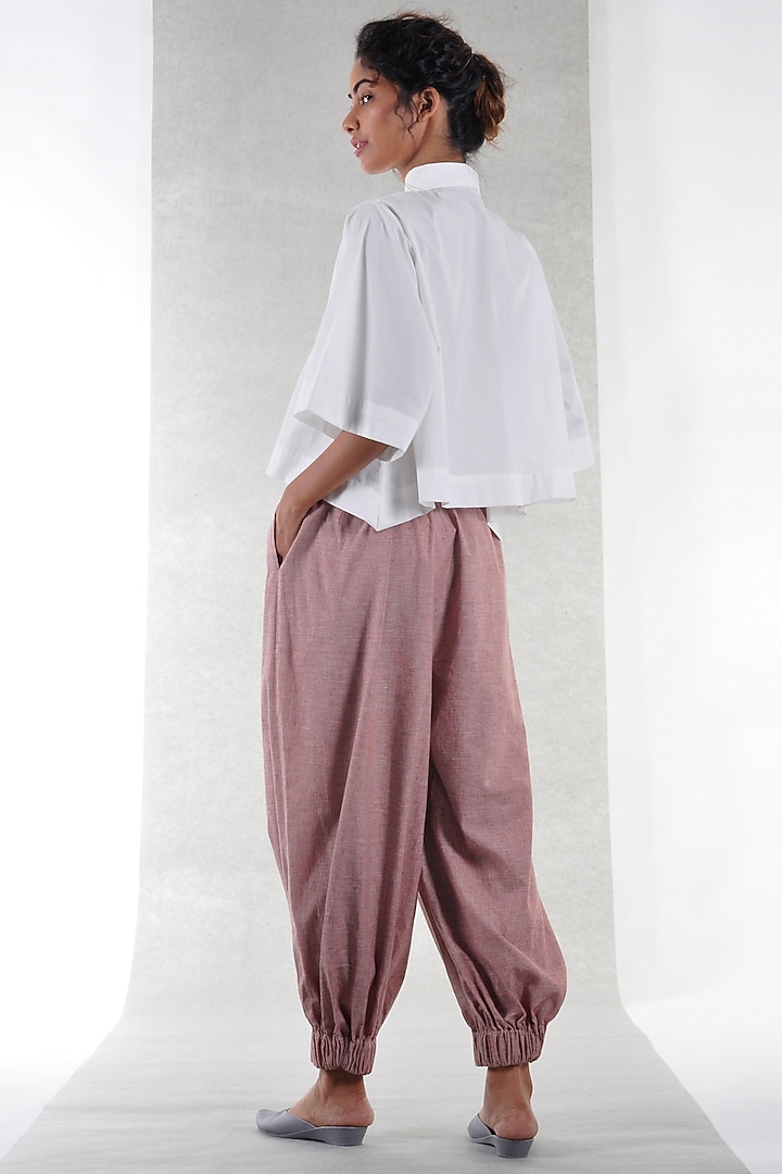 White Collared Crop Shirt by Ritesh Kumar at Pernia's Pop Up Shop