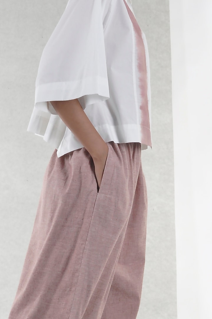 White Collared Crop Shirt by Ritesh Kumar at Pernia's Pop Up Shop