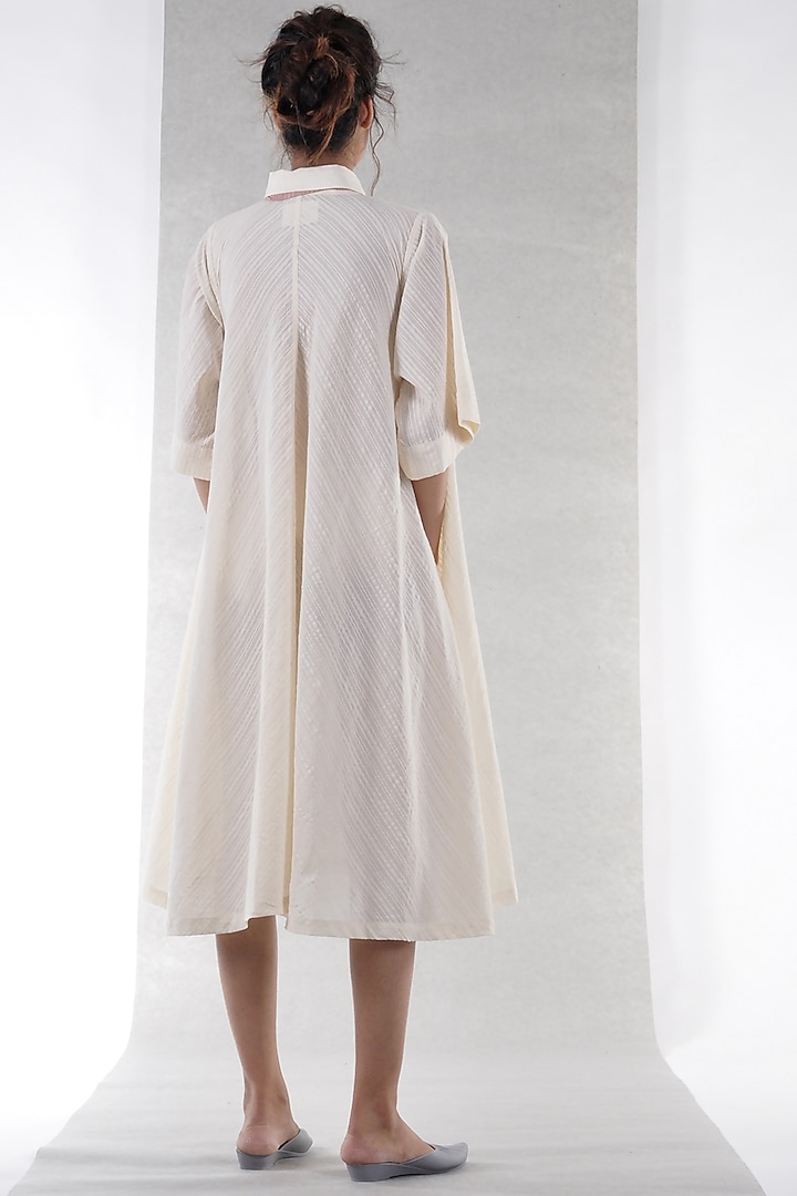 Off White Cotton Vacation Shirt Dress by Ritesh Kumar at Pernia's Pop Up Shop