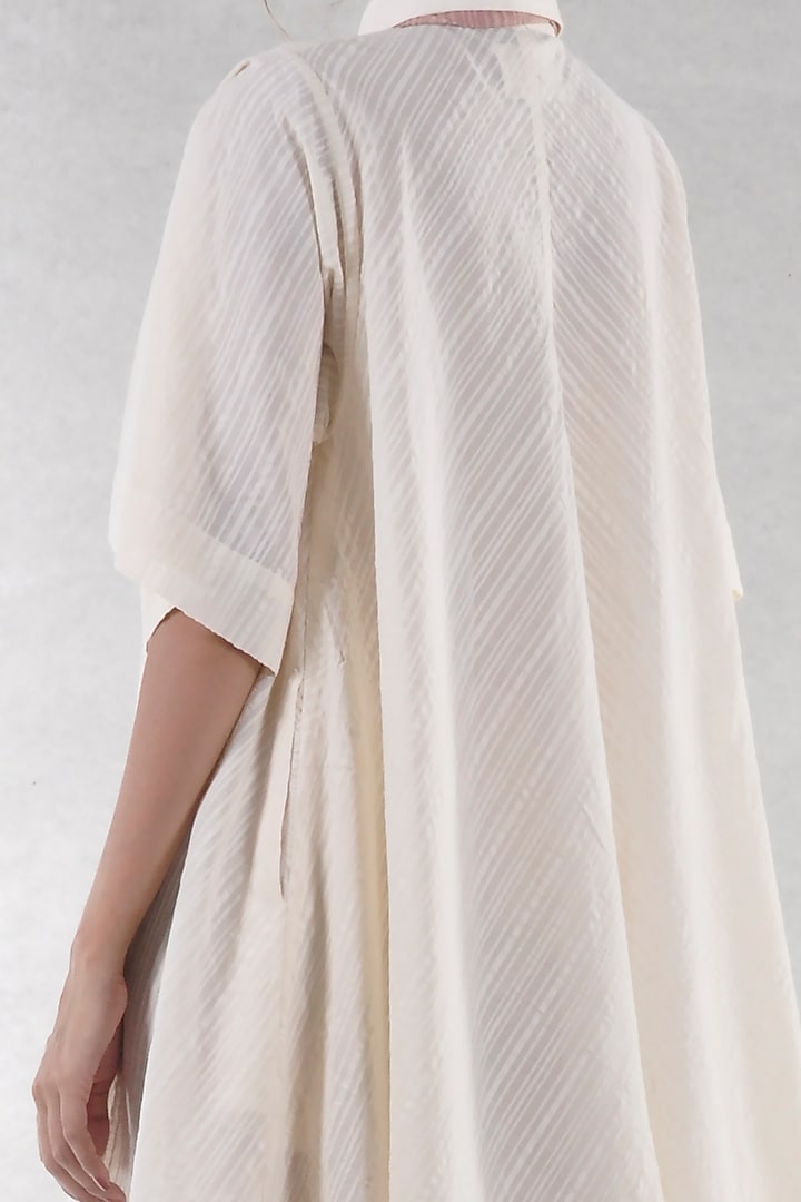Off White Cotton Vacation Shirt Dress by Ritesh Kumar at Pernia's Pop Up Shop