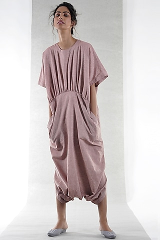 Coral Cotton Jumpsuit by Ritesh Kumar