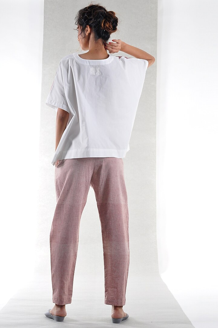 White Draped Tie-Dye Top by Ritesh Kumar at Pernia's Pop Up Shop