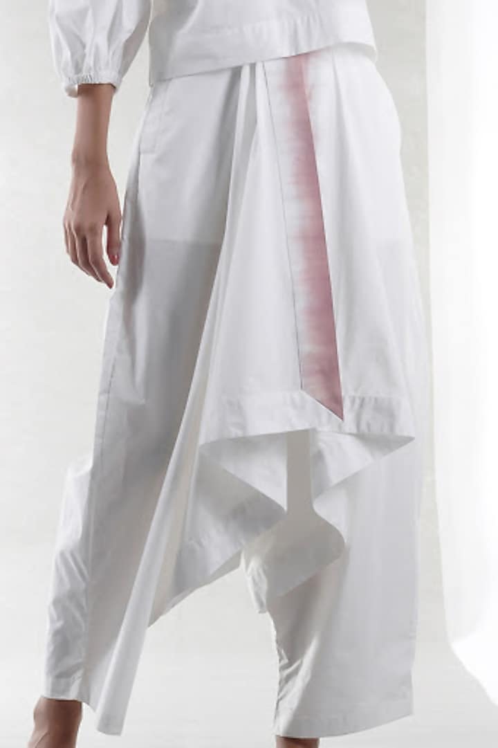 White Tie-Dye Draped Pants by Ritesh Kumar at Pernia's Pop Up Shop