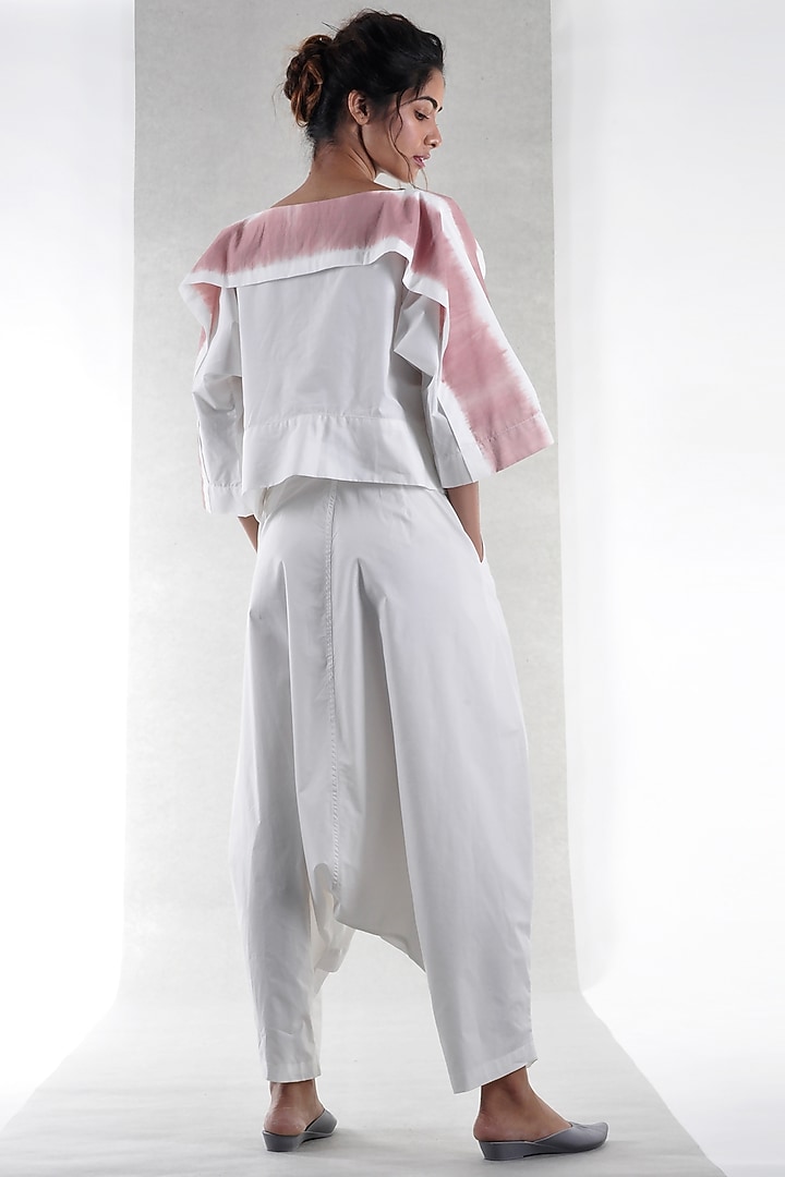 White Tie-Dye Cape Top by Ritesh Kumar at Pernia's Pop Up Shop
