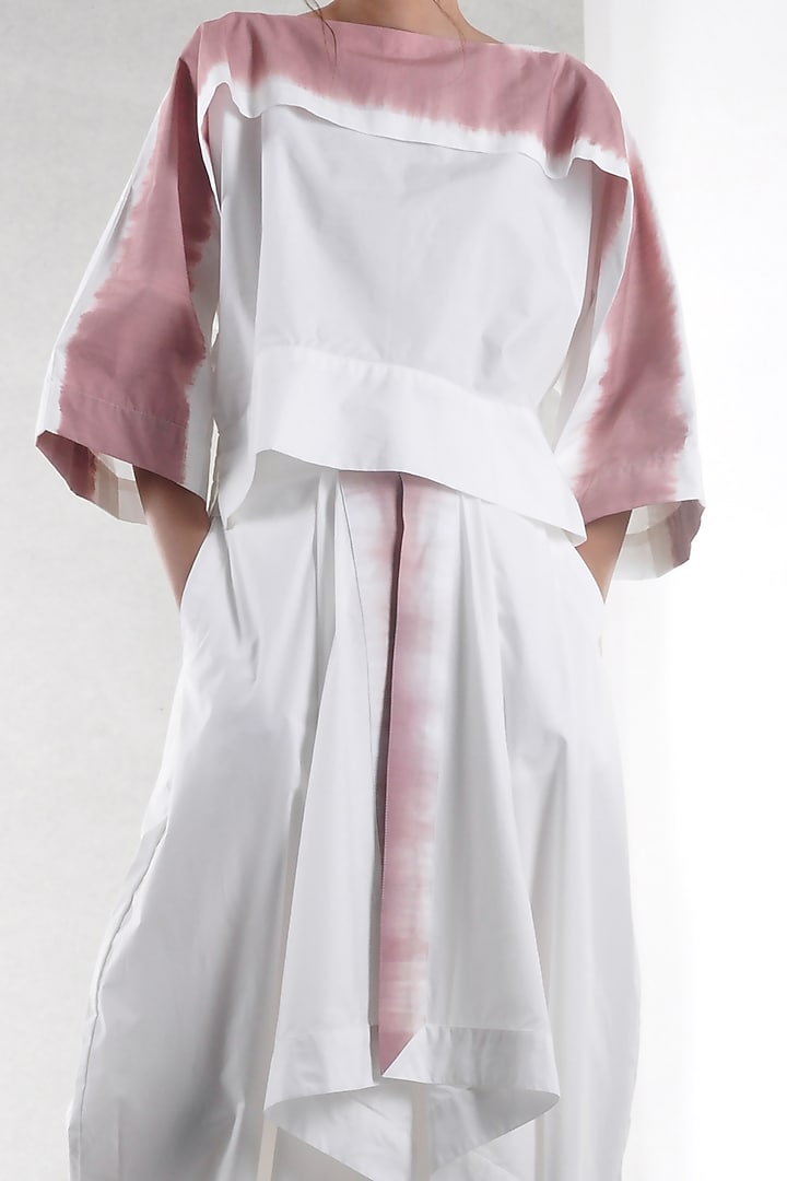 White Tie-Dye Cape Top by Ritesh Kumar at Pernia's Pop Up Shop