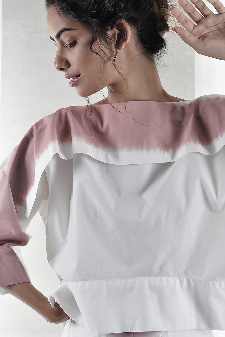 White Tie-Dye Cape Top by Ritesh Kumar at Pernia's Pop Up Shop