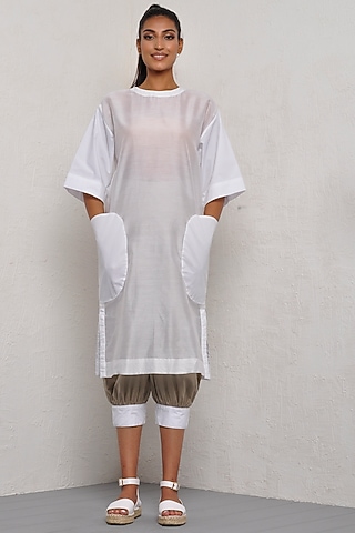 White Shift Tunic Dress by Ritesh Kumar