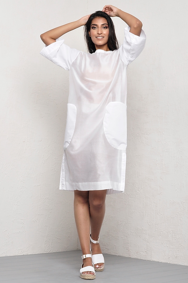 White Shift Tunic Summer Dress by Ritesh Kumar at Pernia's Pop Up Shop