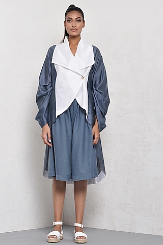 Indigo Wrap Jacket by Ritesh Kumar