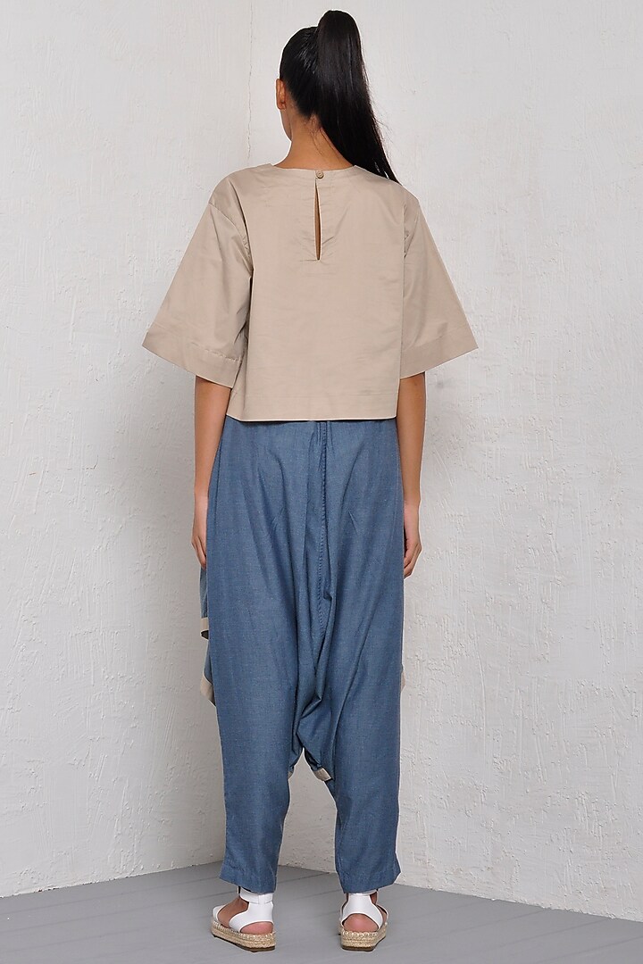 Sand T-Shirt With Patchwork by Ritesh Kumar at Pernia's Pop Up Shop