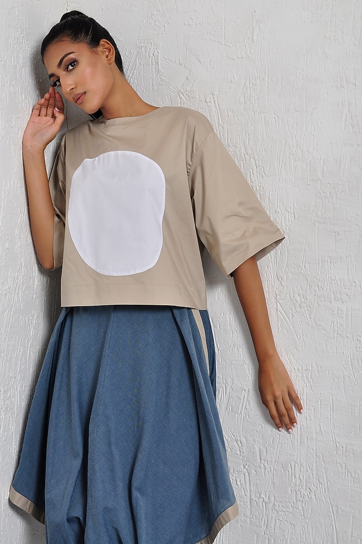 Indigo Color Blocked Draped Pants by Ritesh Kumar at Pernia's Pop Up Shop