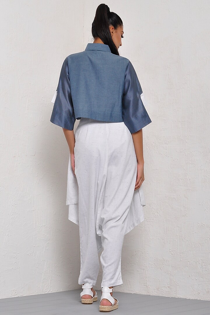 Indigo Cropped Shirt by Ritesh Kumar at Pernia's Pop Up Shop