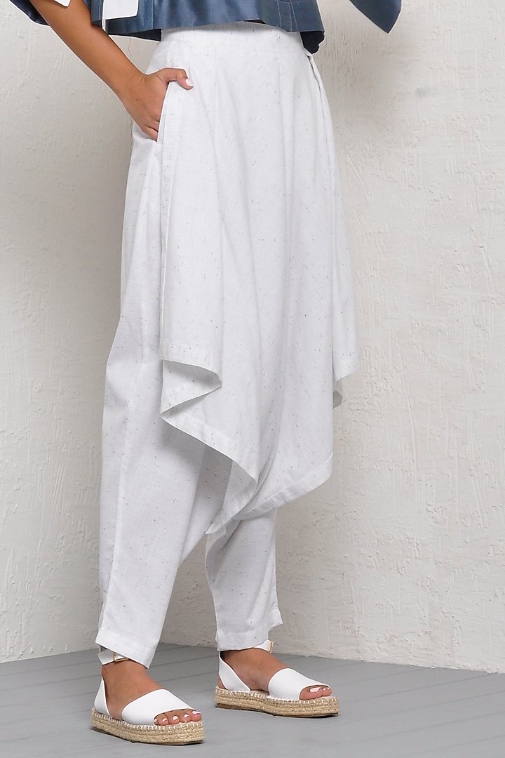White Draped Pants by Ritesh Kumar at Pernia's Pop Up Shop