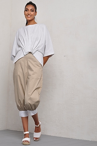 Sand Color Blocked Pants by Ritesh Kumar