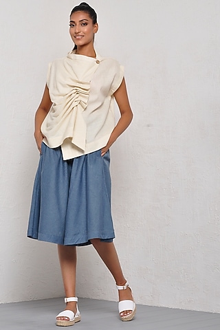 Ivory Wrap Vest Top by Ritesh Kumar