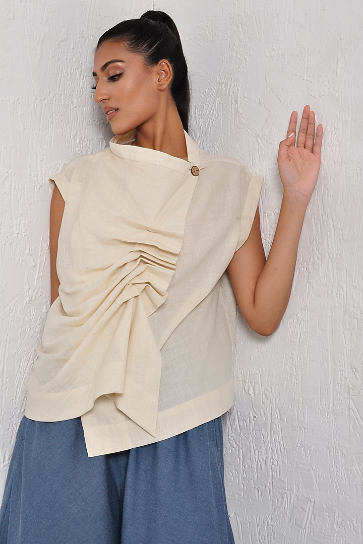 Ivory Wrap Vest Top by Ritesh Kumar at Pernia's Pop Up Shop