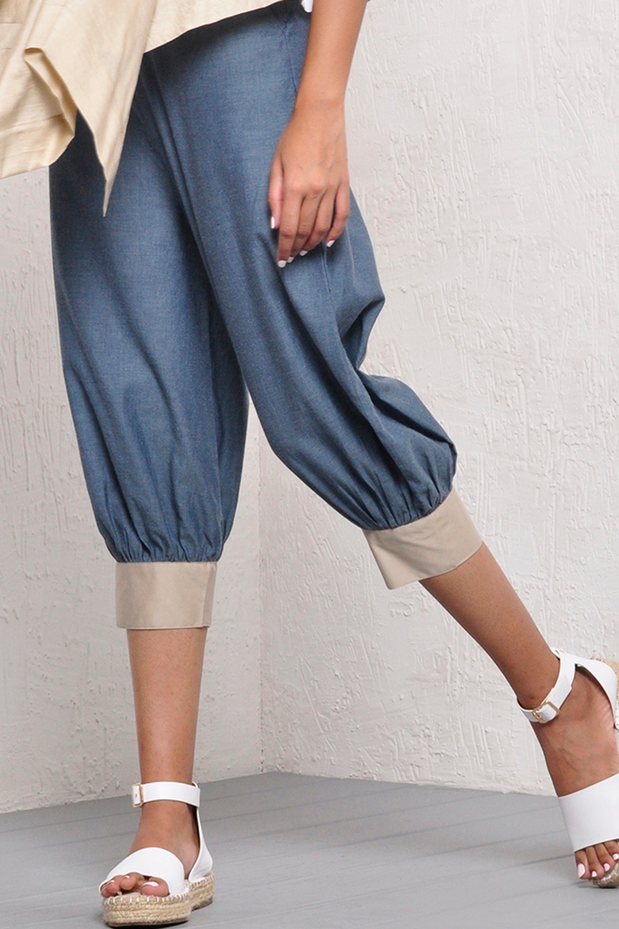 Indigo Cotton Pedal Pusher Pants Design 