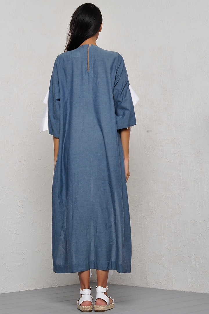 White & Indigo Cotton Vacation Shirt Dress by Ritesh Kumar at Pernia's Pop Up Shop