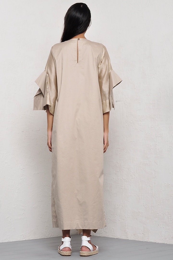 Sandy Beige Cotton Vacation Shirt Dress by Ritesh Kumar at Pernia's Pop Up Shop