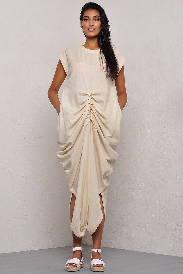 Ivory Khadi Cotton Jumpsuit by Ritesh Kumar