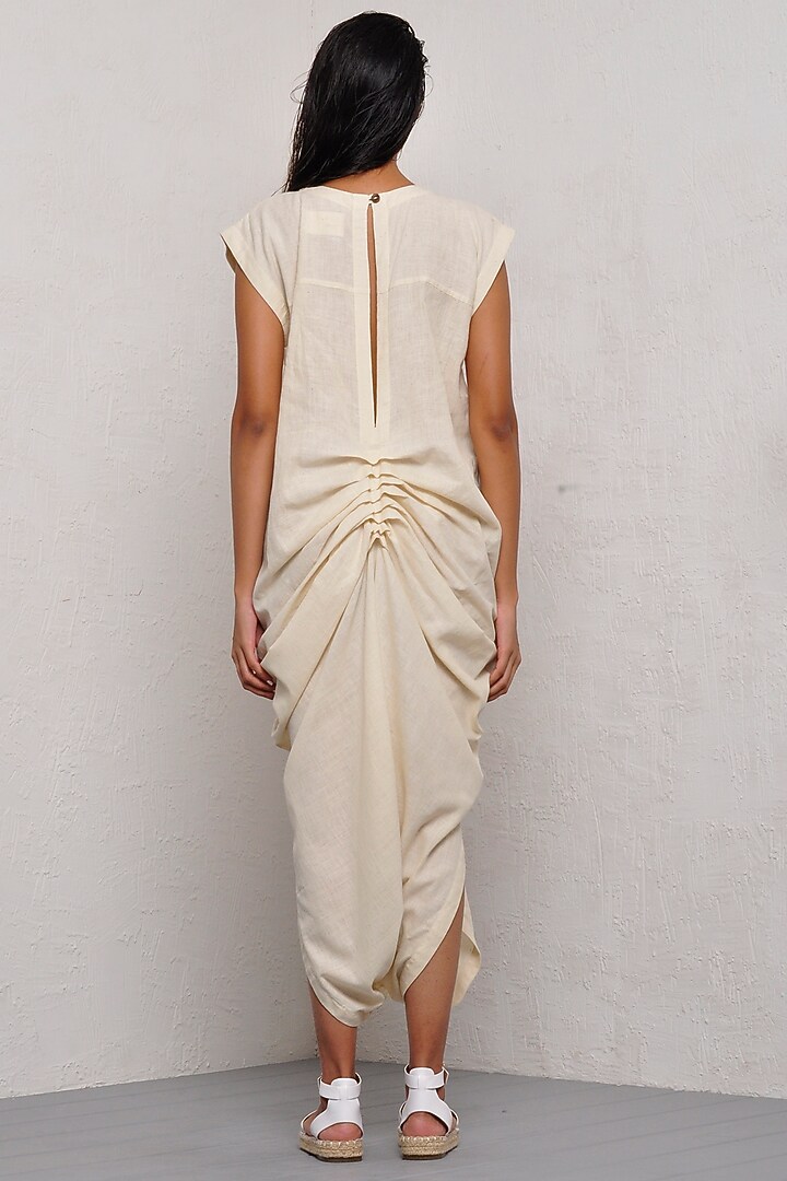 Ivory Khadi Cotton Jumpsuit by Ritesh Kumar at Pernia's Pop Up Shop