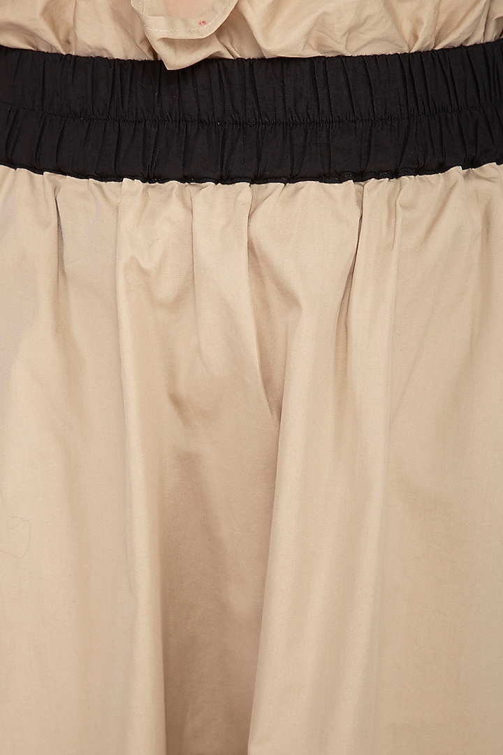 Beige & White Color Blocked Harem Pants by Ritesh Kumar at Pernia's Pop Up Shop