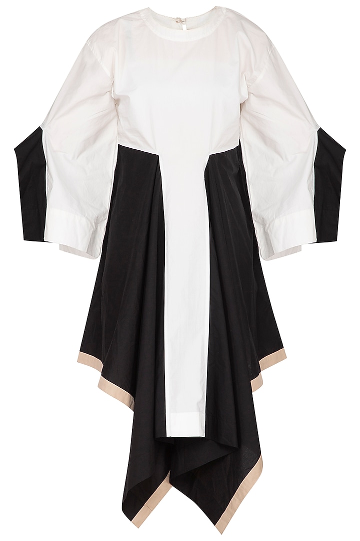 White & Black Cascade Tunic Summer Dress by Ritesh Kumar at Pernia's Pop Up Shop