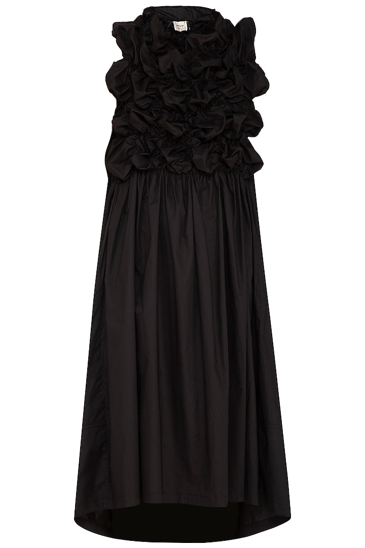 Black Bubble Textured Midi Dress Design by Ritesh Kumar at Pernia's Pop ...