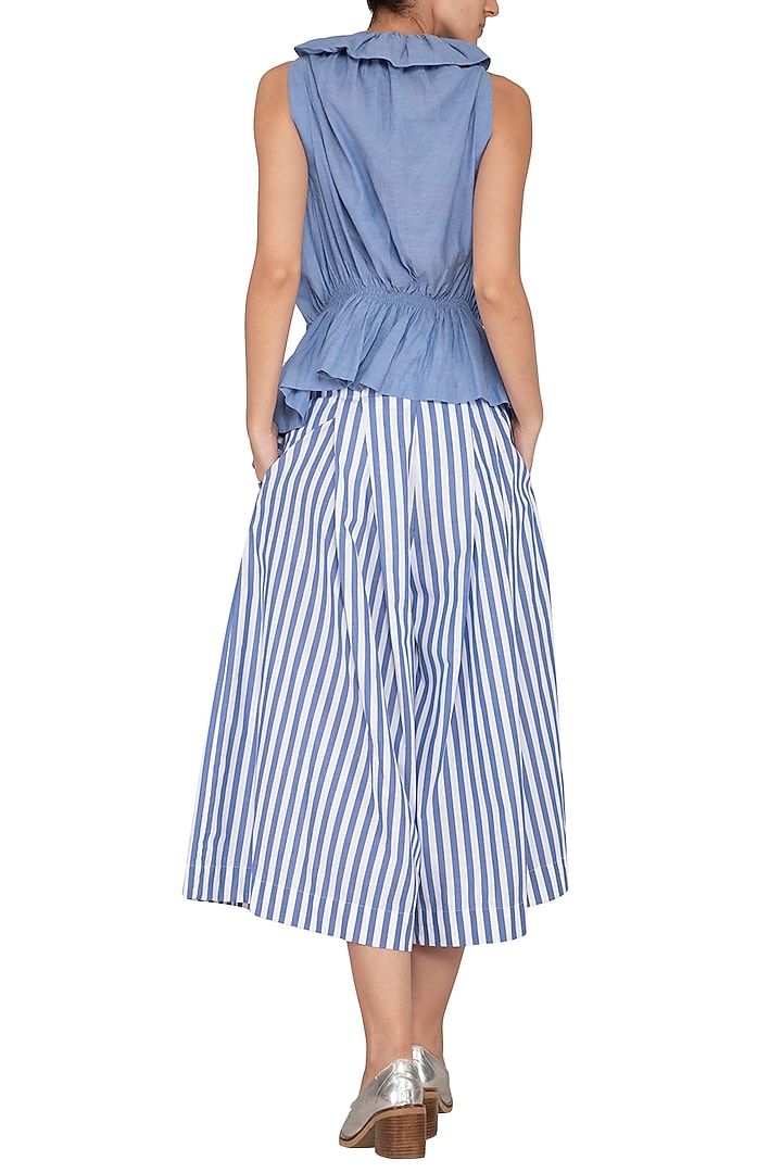 Sky Blue Ruched Vest Top by Ritesh Kumar at Pernia's Pop Up Shop