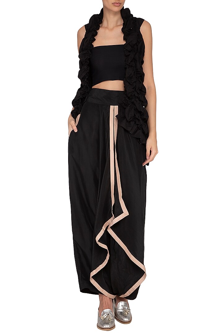 Black Cascade Pant by Ritesh Kumar at Pernia's Pop Up Shop