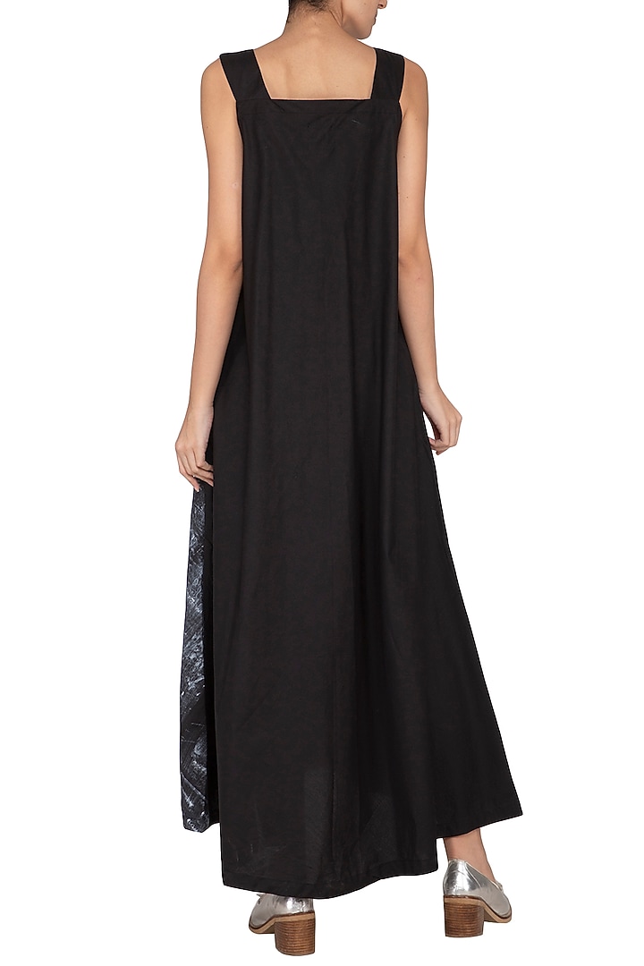 Black Hand Painted Wrap Maxi Vacation Dress by Ritesh Kumar at Pernia's Pop Up Shop