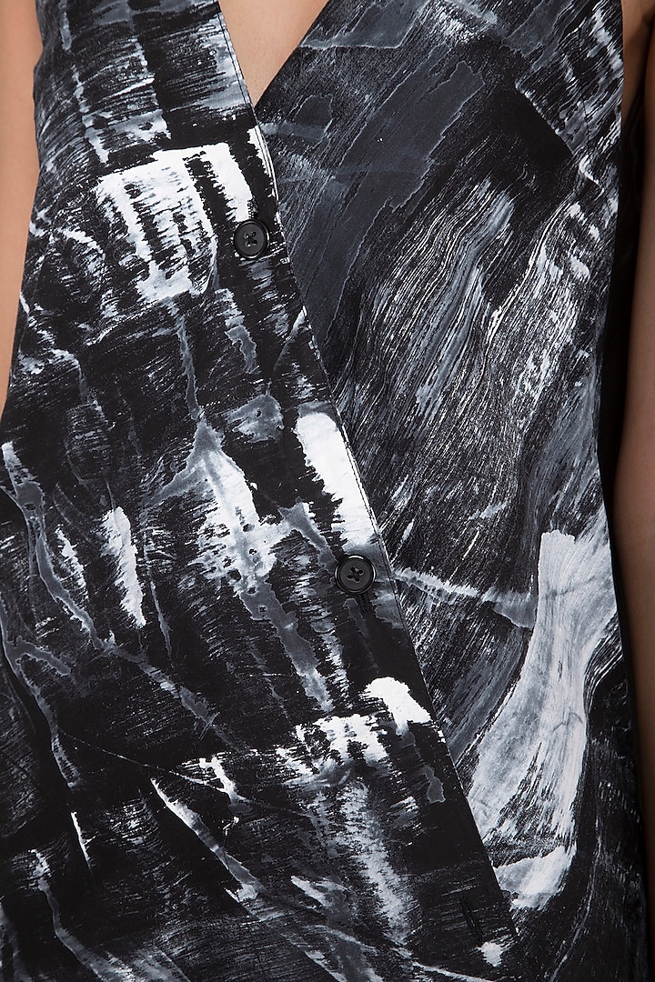 Black Hand Painted Wrap Maxi Vacation Dress by Ritesh Kumar at Pernia's Pop Up Shop