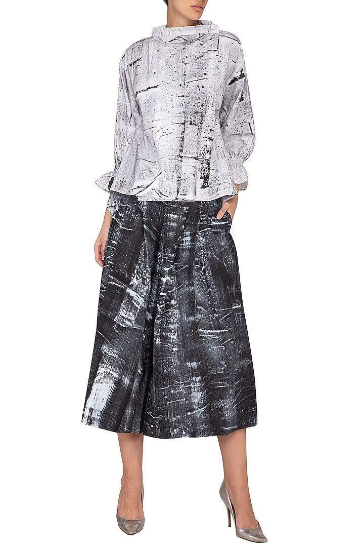 White Hand Painted Wrap Jacket by Ritesh Kumar at Pernia's Pop Up Shop