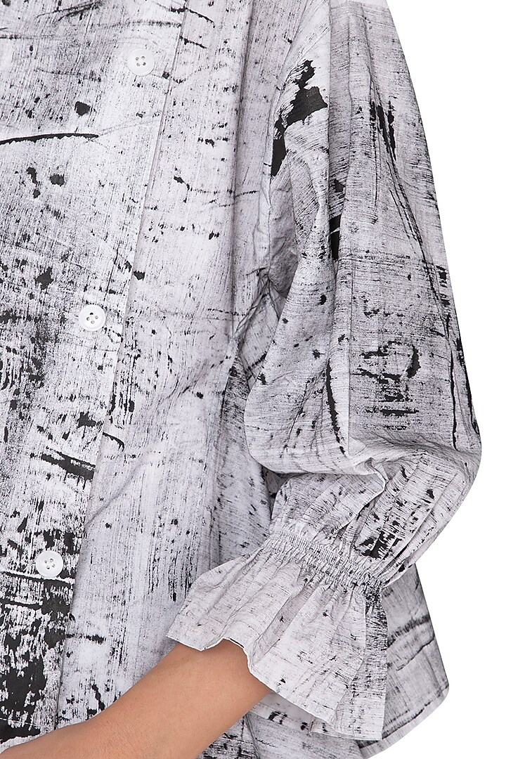 White Hand Painted Wrap Jacket by Ritesh Kumar at Pernia's Pop Up Shop
