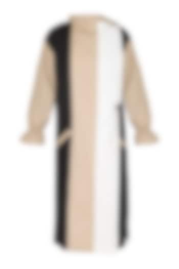 Beige Color Blocked Trench Dress by Ritesh Kumar