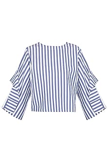 Blue & White Striped Boxy Fit Top Design by Ritesh Kumar at Pernia's ...