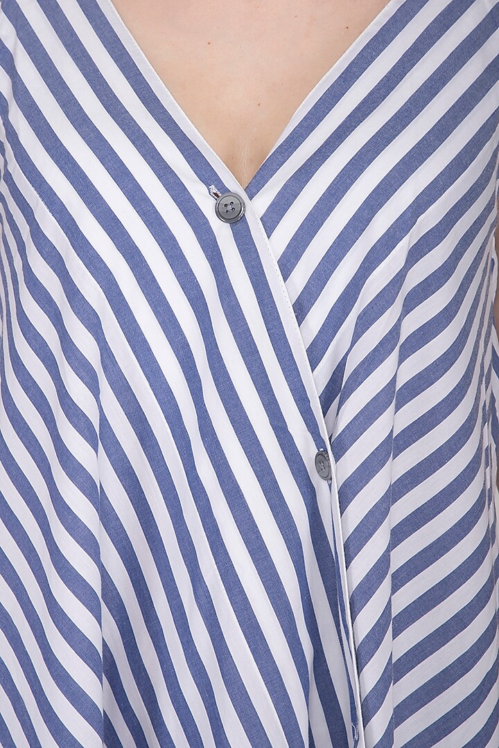 Blue & White Striped Wrap Maxi Summer Dress by Ritesh Kumar at Pernia's Pop Up Shop