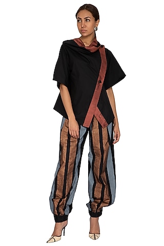 Black Jacket Style Kimono Top by Ritesh Kumar