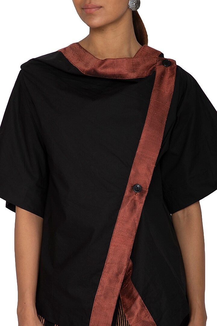 Black Jacket Style Kimono Top by Ritesh Kumar at Pernia's Pop Up Shop