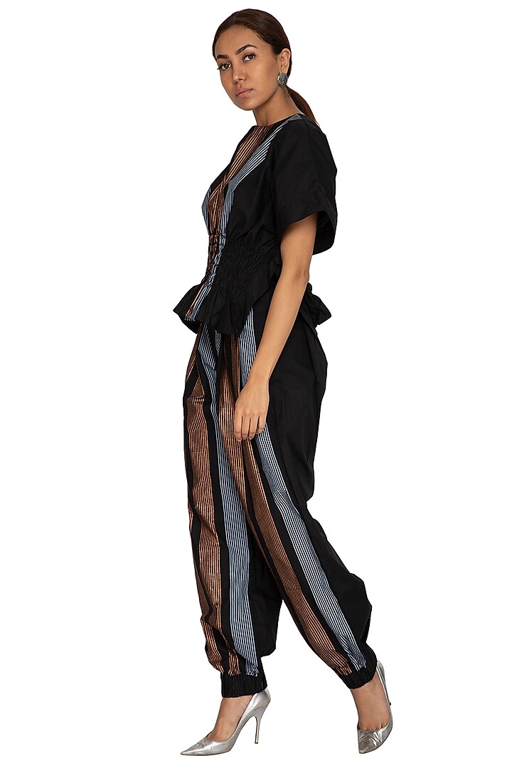Black Block Printed Poncho Top by Ritesh Kumar at Pernia's Pop Up Shop