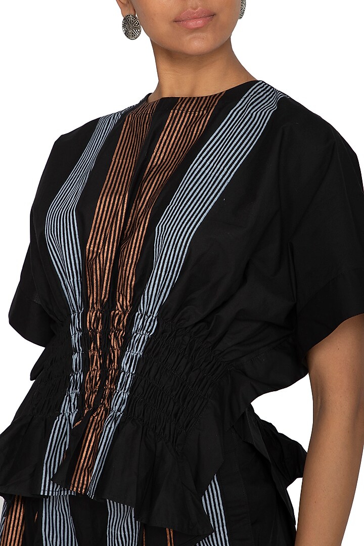 Black Block Printed Poncho Top by Ritesh Kumar at Pernia's Pop Up Shop