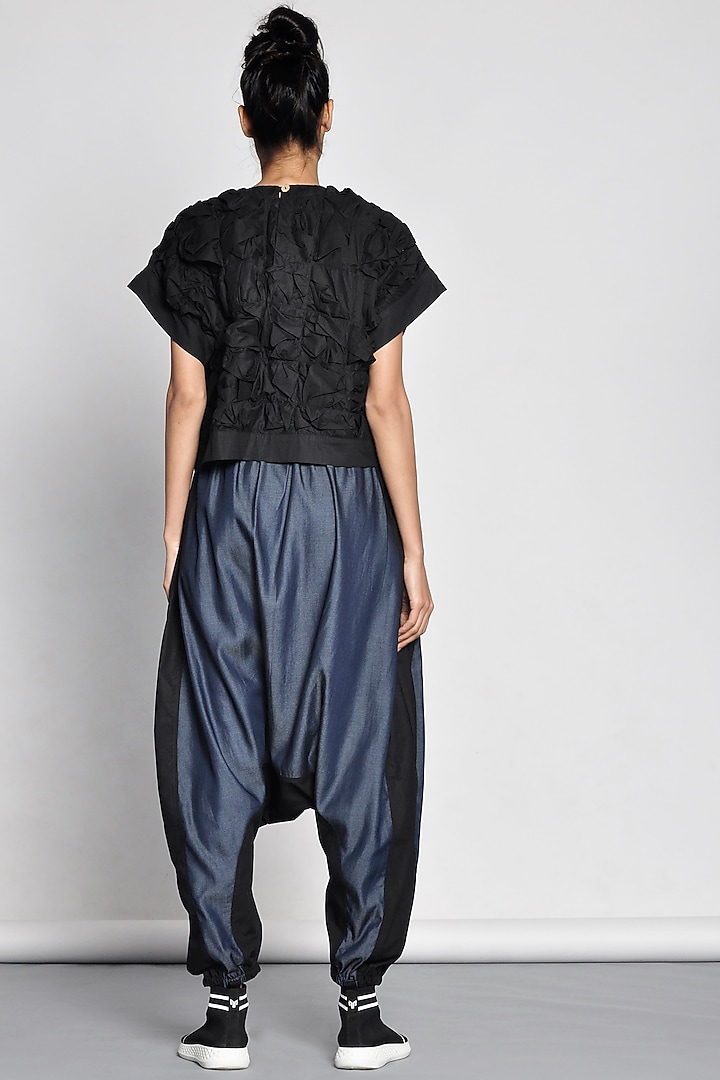 Cobalt Blue Color Blocked Pants by Ritesh Kumar at Pernia's Pop Up Shop